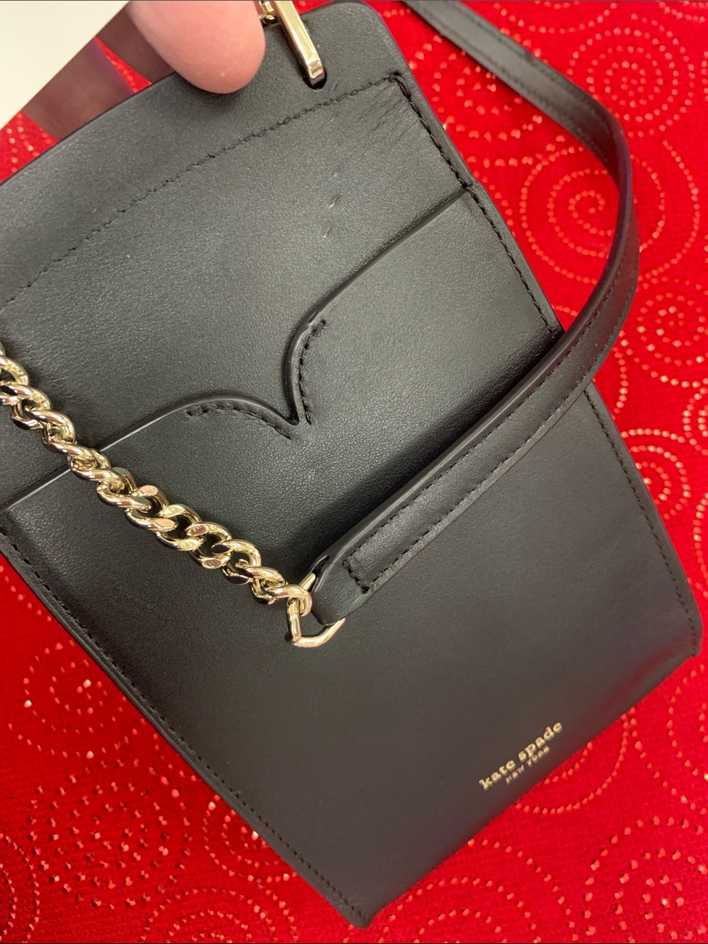 kate spade Black Pebbled Leather Crossbody with Gold Spade Emblem - Picture 8 of 9